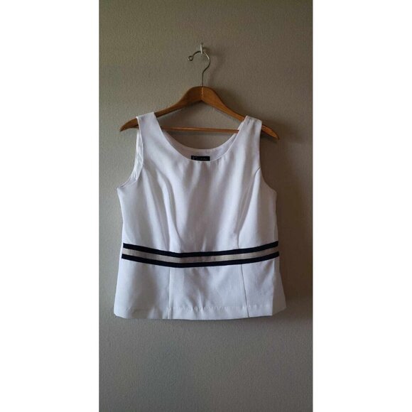 Women's 2 Piece Set K Petite Collection Black Tan White Blouse Blazer Size 14P - Picture 4 of 16